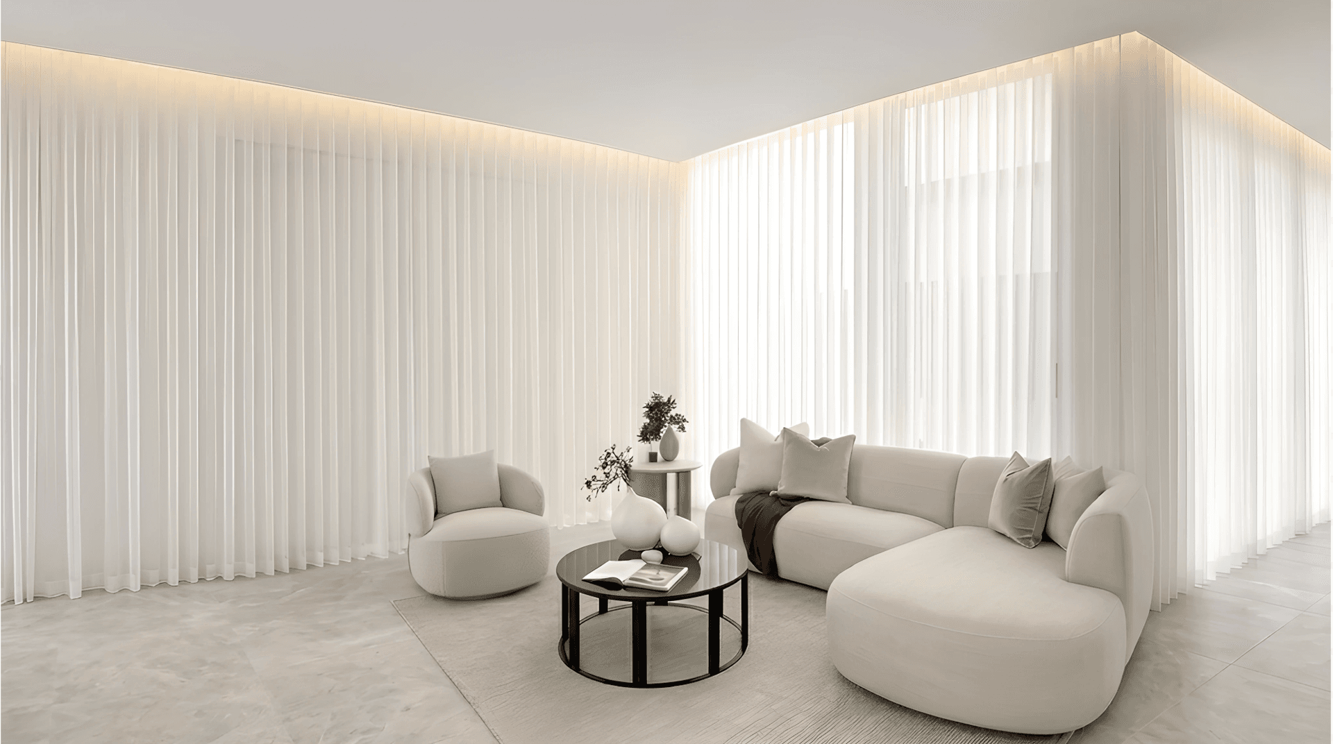 Elegant sheer curtains in a modern living room