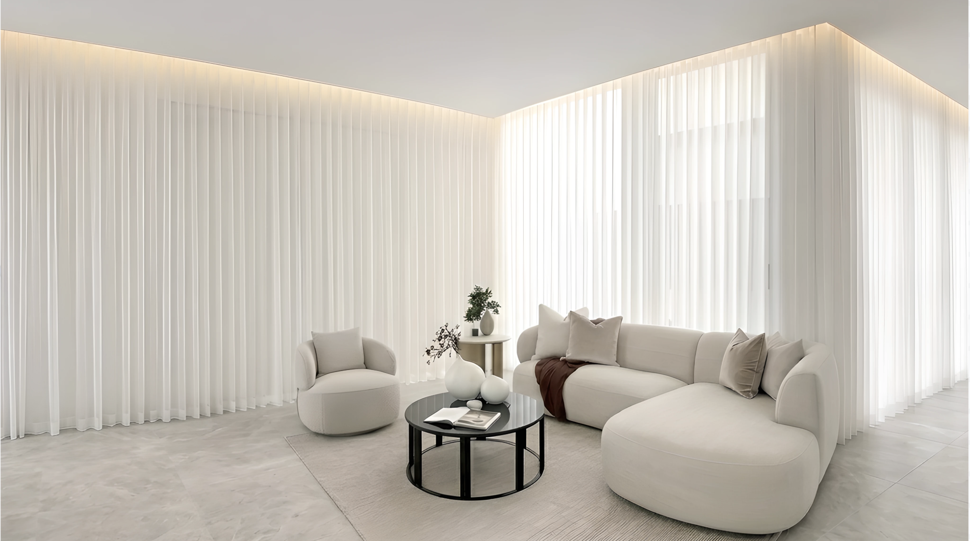 Elegant sheer curtains in a modern living room
